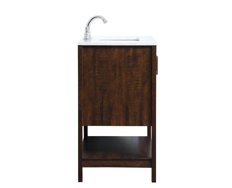 ELEGANT- 24" Dark Brown Oak ,Floor Standing Modern Bathroom Vanity, Marble Countertop