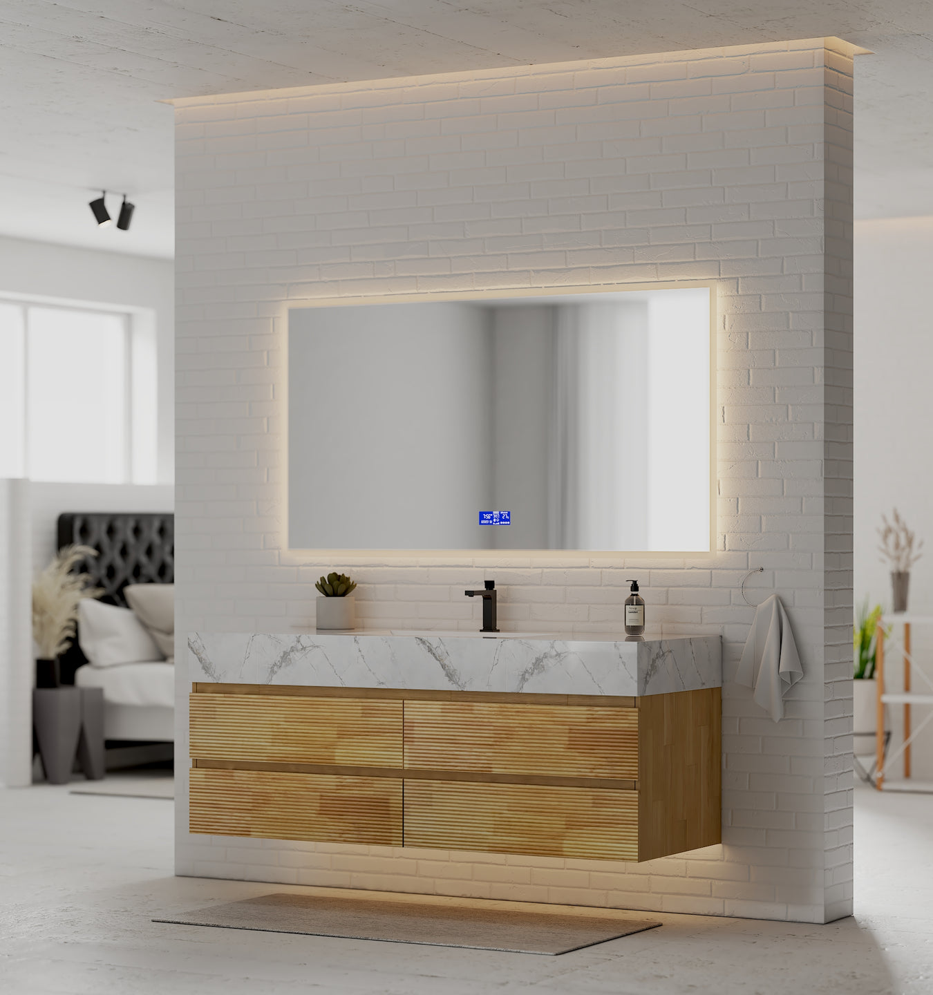 60" Single Sink Wall Mount Bathroom Vanity