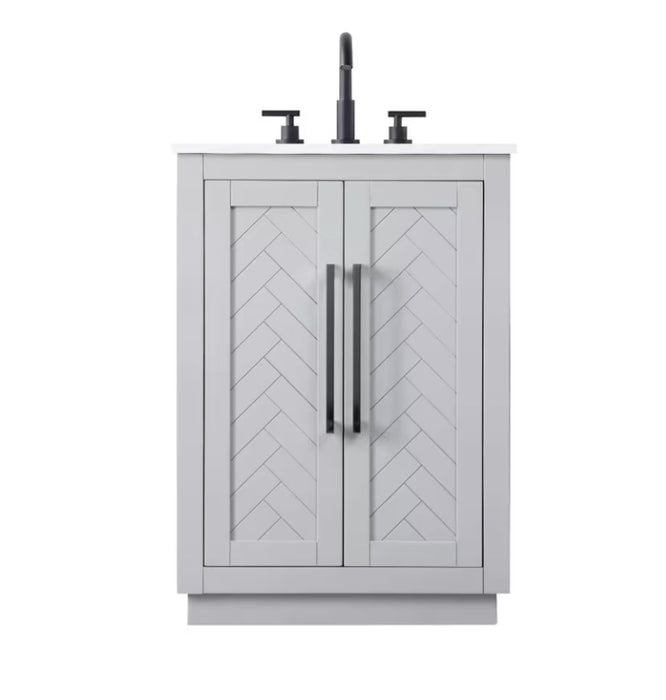 ASHTON- 24" Floor Standing Bathroom Vanity, Marble Countertop ( 3 colors available)