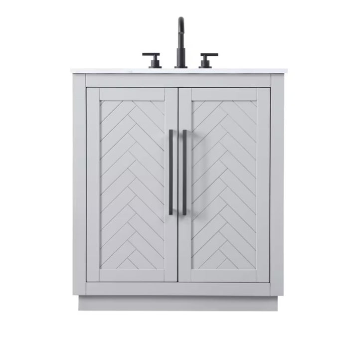 ASHTON- 30" Floor Standing Bathroom Vanity, Marble Countertop ( 3 colors available)