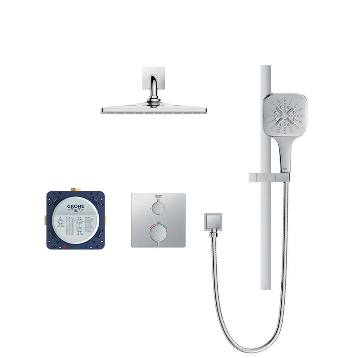 GROHE - RAINSHOWER  GrohTherm 2-Handle Thermostatic Single Function Square Shower Kit