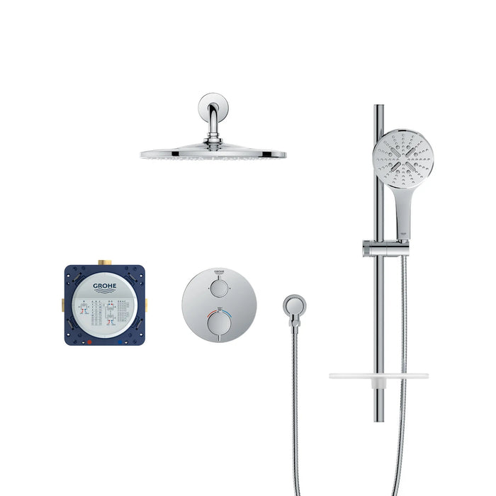 GROHE - RAINSHOWER GrohTherm 2-Handle Thermostatic Dual Function Round Shower Kit