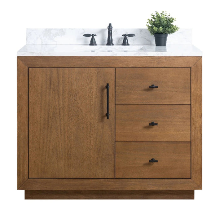 GLORIA- 42x22x34’’  Bathroom Vanity in Tan with Arabescato White Top