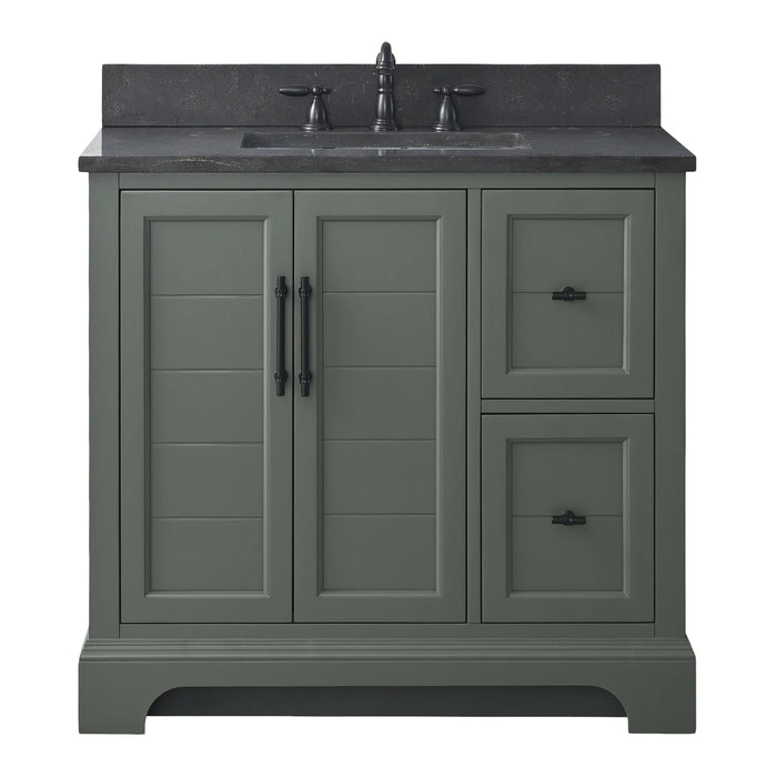Modena , 36" Vintage Green Freestanding Bathroom Vanity with Stone Countertop