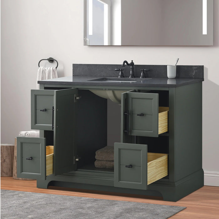 Modena , 48" Vintage Green Freestanding Bathroom Vanity with Stone Countertop