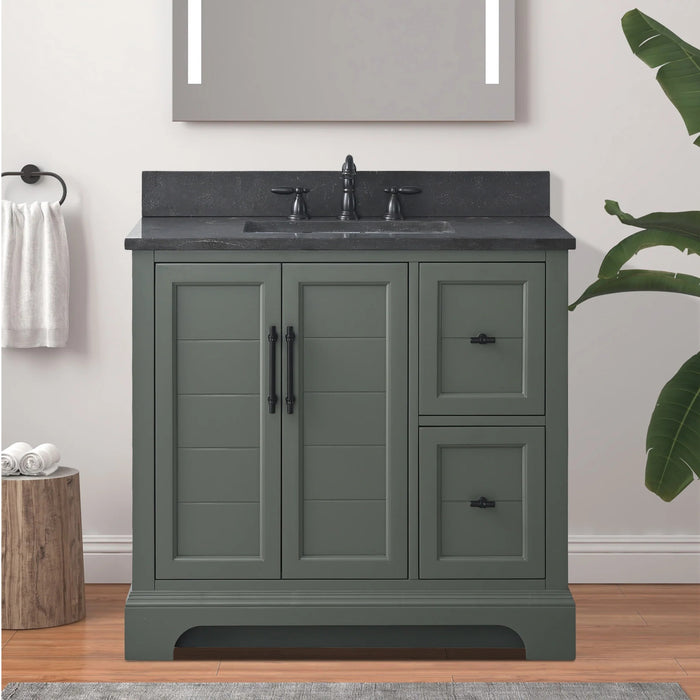 Modena , 36" Vintage Green Freestanding Bathroom Vanity with Stone Countertop