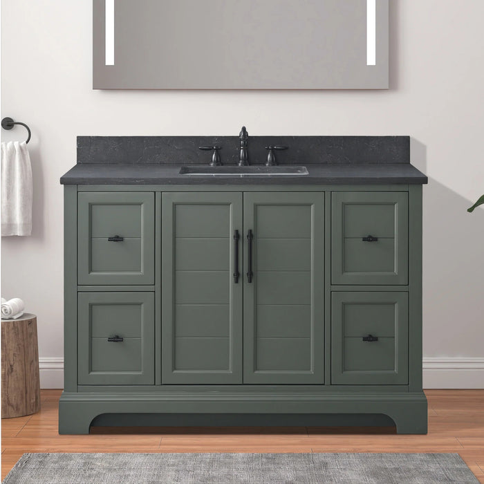 Modena , 48" Vintage Green Freestanding Bathroom Vanity with Stone Countertop