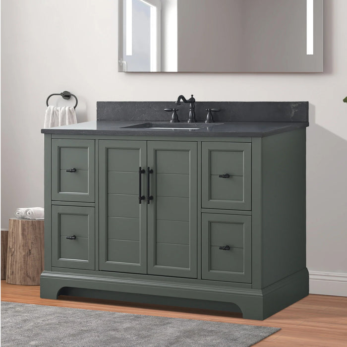 Modena , 48" Vintage Green Freestanding Bathroom Vanity with Stone Countertop