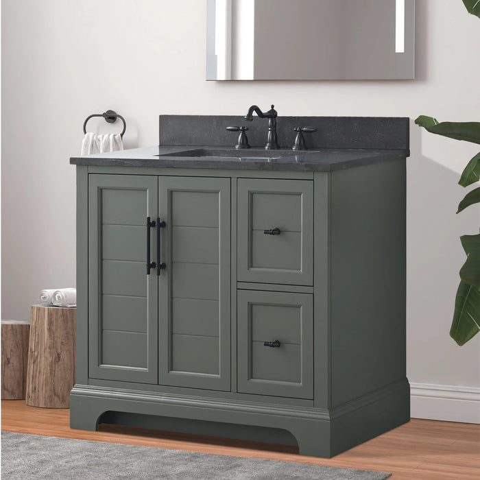 Modena , 36" Vintage Green Freestanding Bathroom Vanity with Stone Countertop