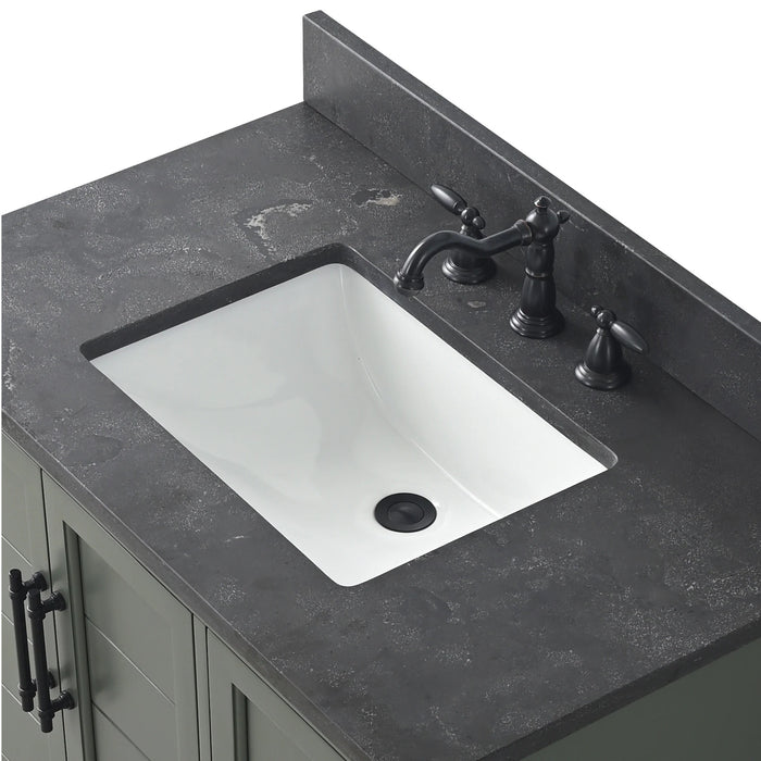 Modena , 36" Vintage Green Freestanding Bathroom Vanity with Stone Countertop