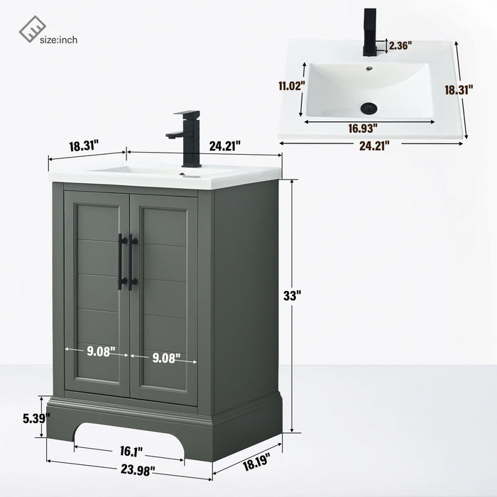 Modena , 24" x 18" Vintage Green Freestanding Bathroom Vanity
