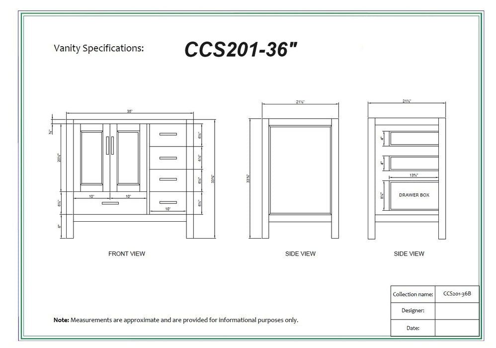 CCS201 - 36" Brown Oak Veneer(Walnut) , Floor Standing Modern Bathroom Vanity, White Quartz Countertop, Matt Black Hardware