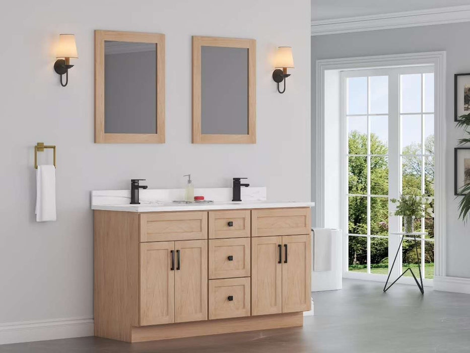 Nova- 60" Double Sink , MAPLE  Bathroom Vanity With Quartz Countertop
