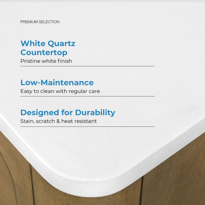 WINDSOR  - 48" BROWN OAK Solid wood Bathroom Vanity with White quartz top & overmount sink.