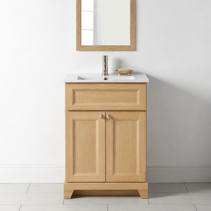 StoneWood - 24" X 18.5" Solid Wood Canadian Made Bathroom Vanity With Porcelain Sink