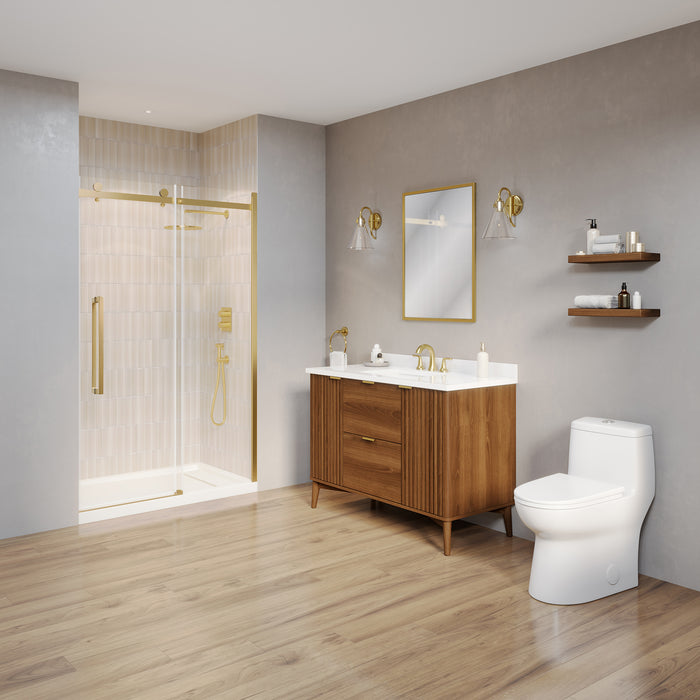 GABI - 48"  WALNUT  Solid wood Bathroom Vanity with White marble top