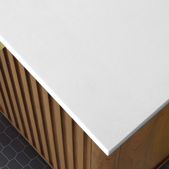 GABI - 48"  WALNUT  Solid wood Bathroom Vanity with White marble top