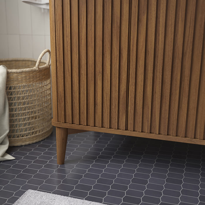 GABI - 48"  WALNUT  Solid wood Bathroom Vanity with White marble top