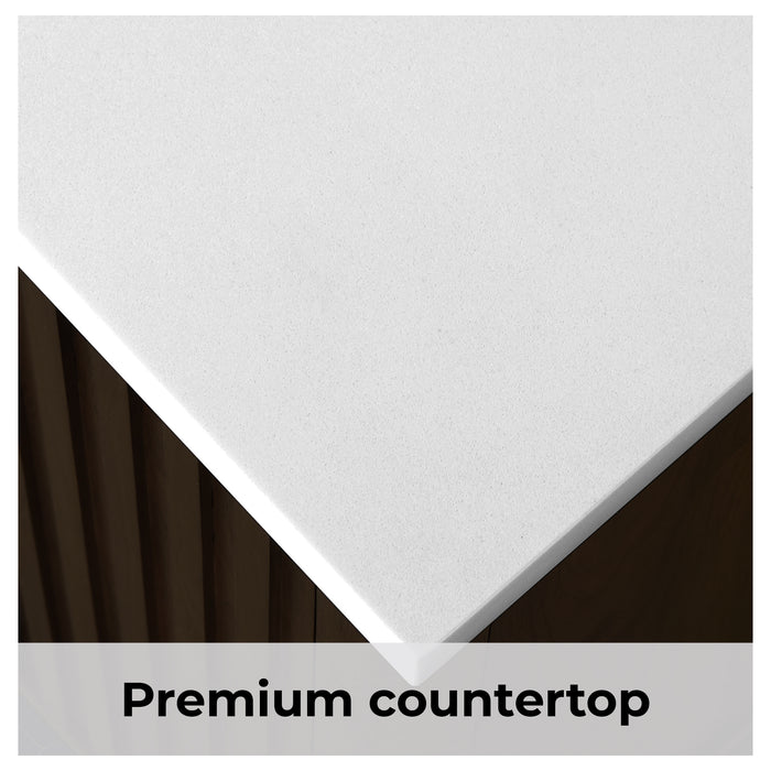 GABI - 48"  WALNUT  Solid wood Bathroom Vanity with White marble top