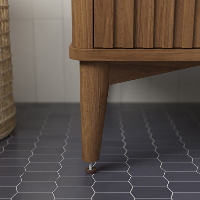 GABI- 60" Double Sink, WALNUT Solid wood Bathroom Vanity with White marble top