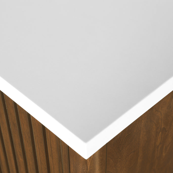 Coneflower - 42"  WALNUT  Solid wood Bathroom Vanity with White Quartz top  ( PRE-ORDER NOW, ETA: 2026-04-10 ) - Construction Commodities Supply Inc.