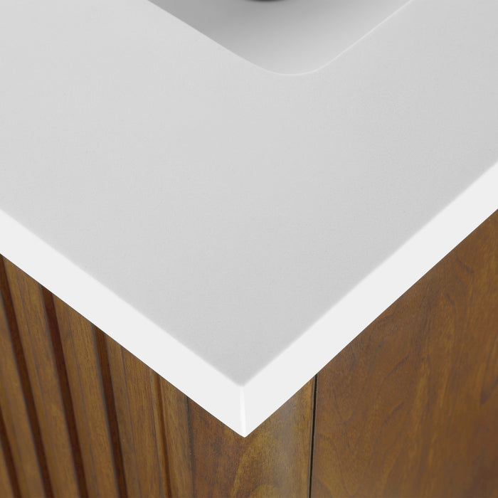 Coneflower - 30"  WALNUT  Solid wood Bathroom Vanity with White Quartz top - Construction Commodities Supply Inc.