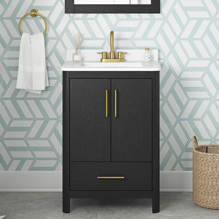 DARIO - 24"  x 19" WHITE Bathroom Vanity with White Quartz top (Copy) - Construction Commodities Supply Inc.