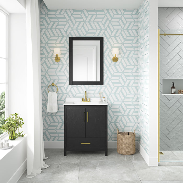 DARIO - 30"  x 19" WHITE Bathroom Vanity with White Quartz top - Construction Commodities Supply Inc.