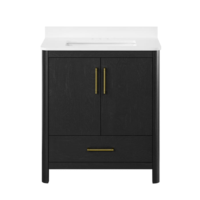 DARIO - 30"  x 19" WHITE Bathroom Vanity with White Quartz top - Construction Commodities Supply Inc.