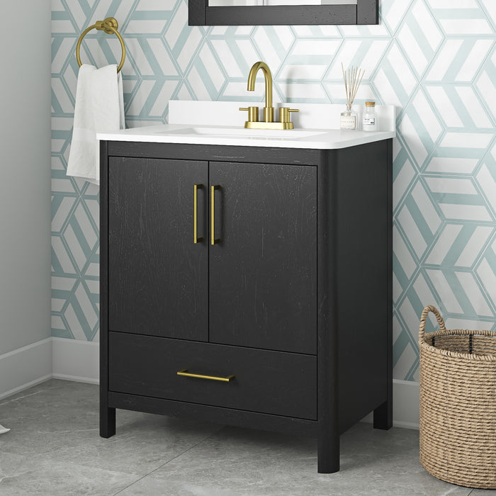 DARIO - 36"  x 19" WHITE Bathroom Vanity with White Quartz top - Construction Commodities Supply Inc.