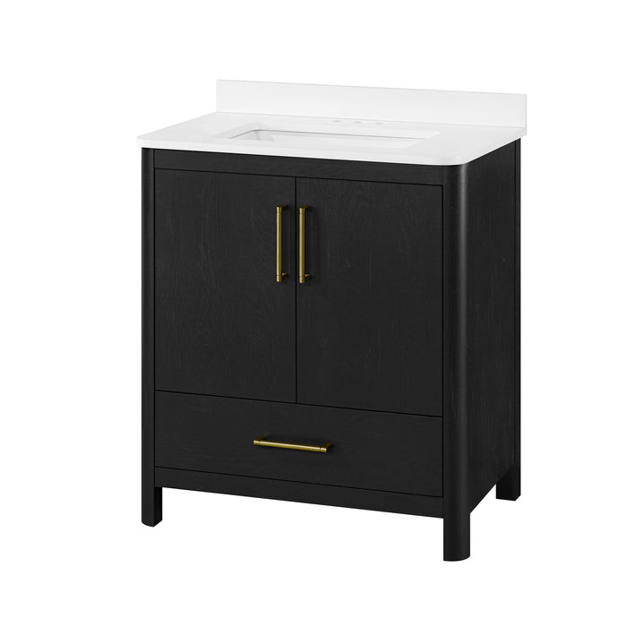 DARIO - 36"  x 19" WHITE Bathroom Vanity with White Quartz top - Construction Commodities Supply Inc.