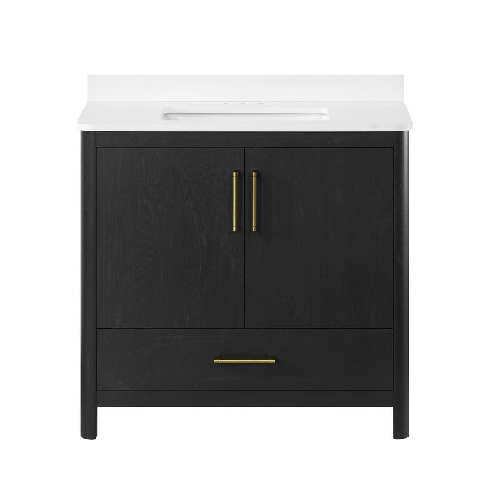 DARIO - 36"  x 19" WHITE Bathroom Vanity with White Quartz top - Construction Commodities Supply Inc.