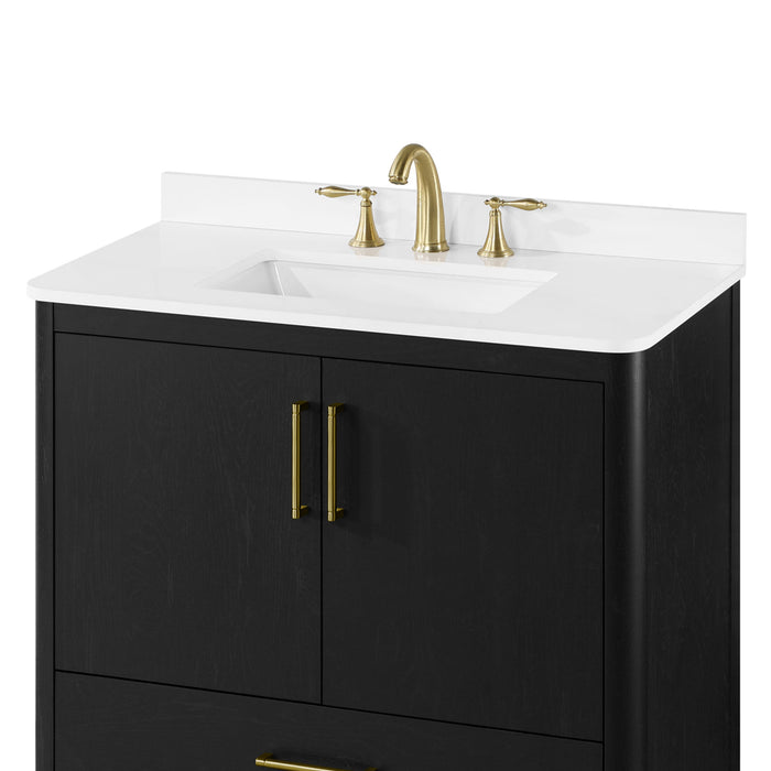 DARIO - 36"  x 19" WHITE Bathroom Vanity with White Quartz top - Construction Commodities Supply Inc.