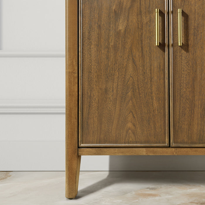 SIERRA - 36" Antique Walnut , Solid Wood Floor Standing Modern Bathroom Vanity,White Quartz Countertop ( PRE-ORDER NOW, ETA: 2026-04-20 ) - Construction Commodities Supply Inc.