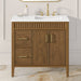 SIERRA - 36" Antique Walnut , Solid Wood Floor Standing Modern Bathroom Vanity,White Quartz Countertop ( PRE-ORDER NOW, ETA: 2026-04-20 ) - Construction Commodities Supply Inc.