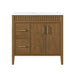 SIERRA - 36" Antique Walnut , Solid Wood Floor Standing Modern Bathroom Vanity,White Quartz Countertop ( PRE-ORDER NOW, ETA: 2026-04-20 ) - Construction Commodities Supply Inc.