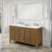 SIERRA - 60" Double sink Antique Walnut , Solid Wood Floor Standing Modern Bathroom Vanity,White Quartz Countertop ( PRE-ORDER NOW, ETA: 2026-04-20 ) - Construction Commodities Supply Inc.