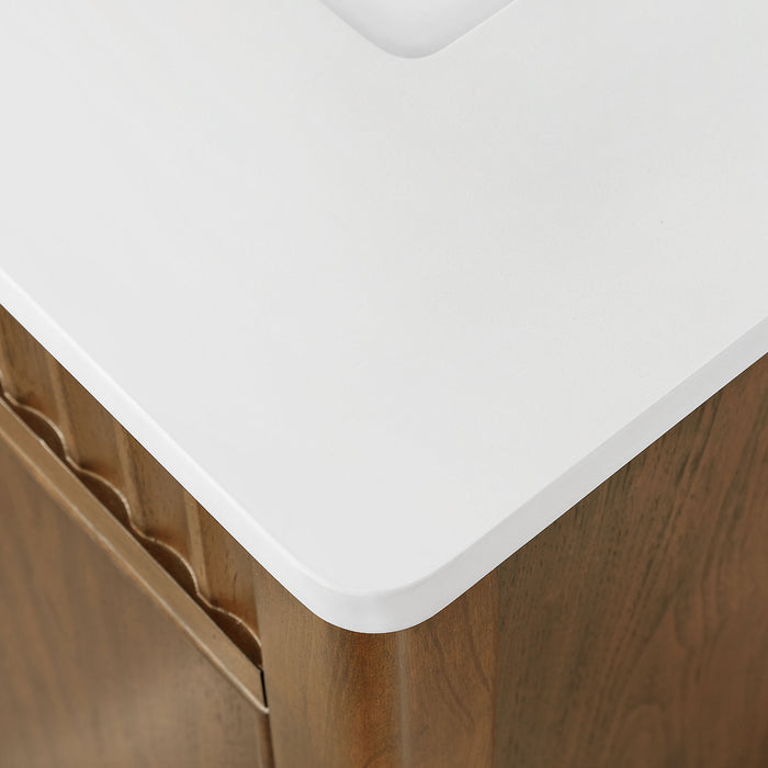 SIERRA - 60" Double sink Antique Walnut , Solid Wood Floor Standing Modern Bathroom Vanity,White Quartz Countertop ( PRE-ORDER NOW, ETA: 2026-04-20 ) - Construction Commodities Supply Inc.