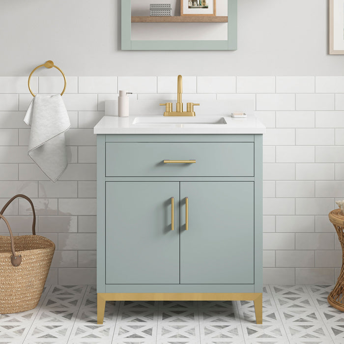 DIYA - 30" SAGE GREEN Bathroom Vanity with White Quartz top - Construction Commodities Supply Inc.