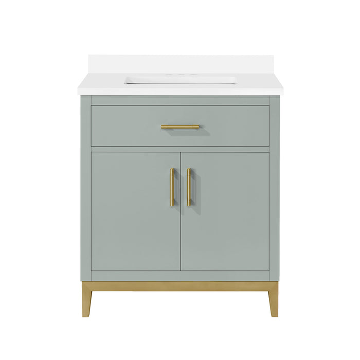 DIYA - 30" SAGE GREEN Bathroom Vanity with White Quartz top - Construction Commodities Supply Inc.