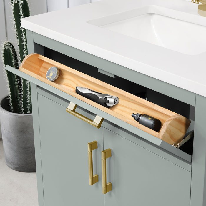 DIYA - 30" SAGE GREEN Bathroom Vanity with White Quartz top - Construction Commodities Supply Inc.