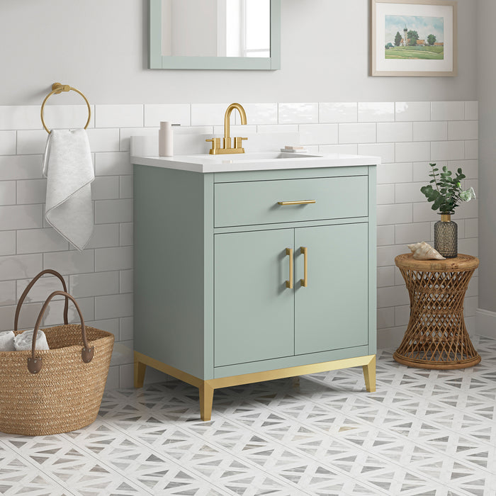 DIYA - 30" SAGE GREEN Bathroom Vanity with White Quartz top - Construction Commodities Supply Inc.