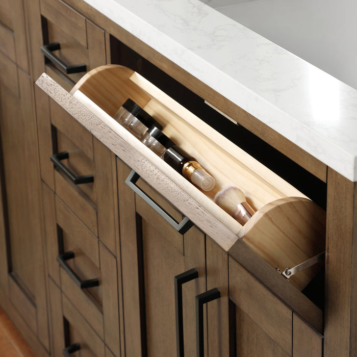 TAHOE- 60" Double Sink ,Almond Latte, Solid Wood Bathroom Vanity with marble countertop - Construction Commodities Supply Inc.