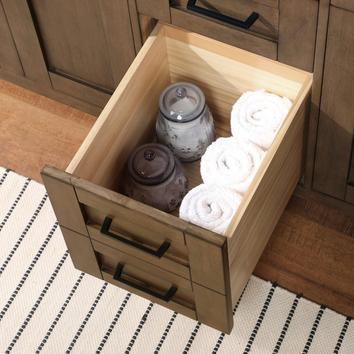 TAHOE- 60" Double Sink ,Almond Latte, Solid Wood Bathroom Vanity with marble countertop - Construction Commodities Supply Inc.