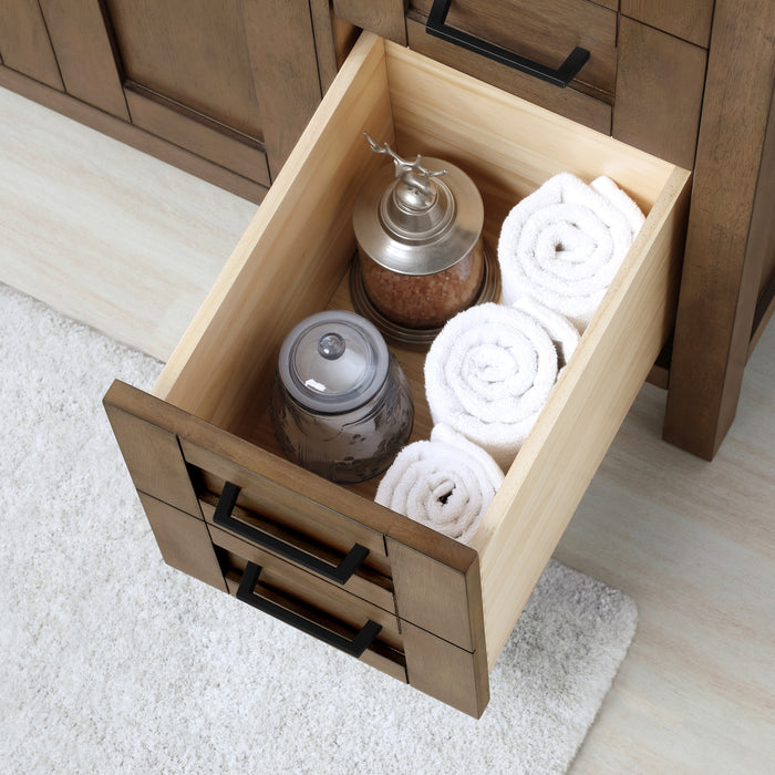 TAHOE- 36" Almond Latte, Solid Wood Bathroom Vanity with marble countertop - Construction Commodities Supply Inc.