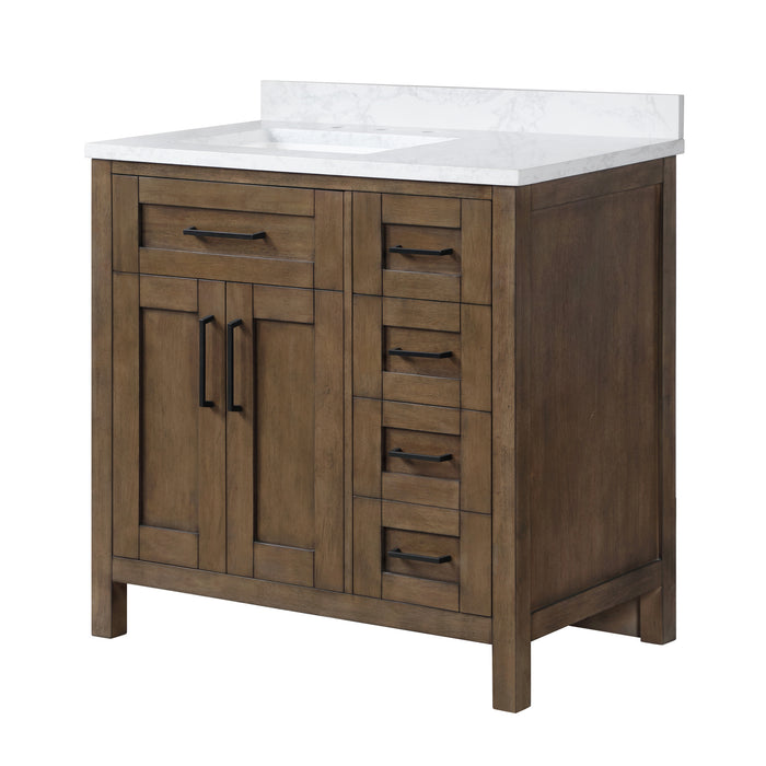 TAHOE- 36" Almond Latte, Solid Wood Bathroom Vanity with marble countertop - Construction Commodities Supply Inc.