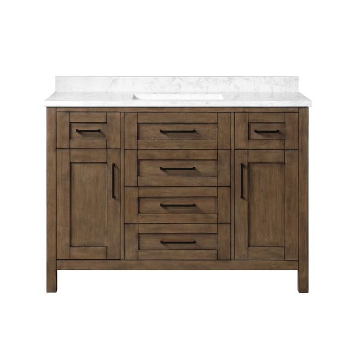 TAHOE- 48" Almond Latte, Solid Wood Bathroom Vanity with marble countertop - Construction Commodities Supply Inc.
