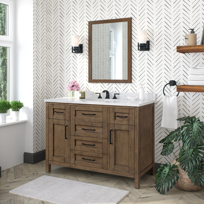 TAHOE- 48" Almond Latte, Solid Wood Bathroom Vanity with marble countertop - Construction Commodities Supply Inc.