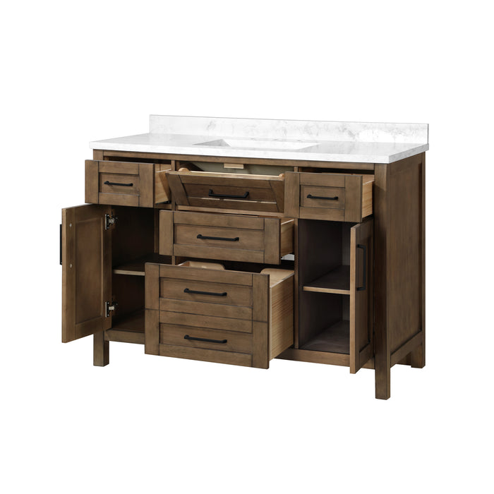 TAHOE- 48" Almond Latte, Solid Wood Bathroom Vanity with marble countertop - Construction Commodities Supply Inc.