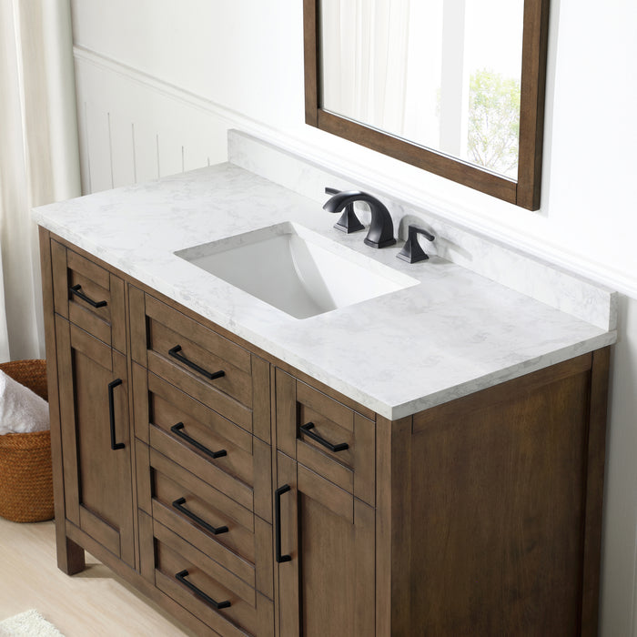TAHOE- 48" Almond Latte, Solid Wood Bathroom Vanity with marble countertop - Construction Commodities Supply Inc.